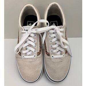 Vans Ward Marshmallow Cheetah Sneakers Beige Suede Woman’s Size 8 EUC